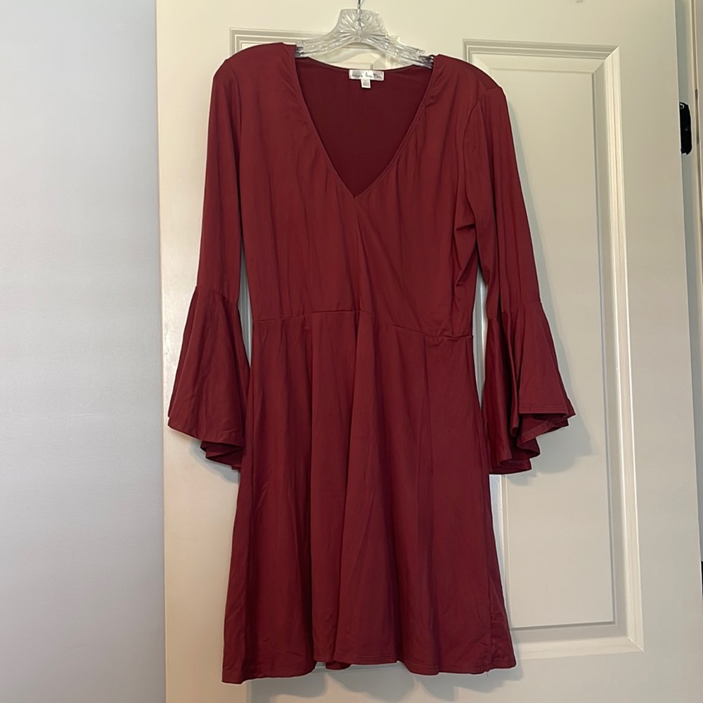 Nine Britton, Rust Color Boho Long-sleeve Dress, Size L